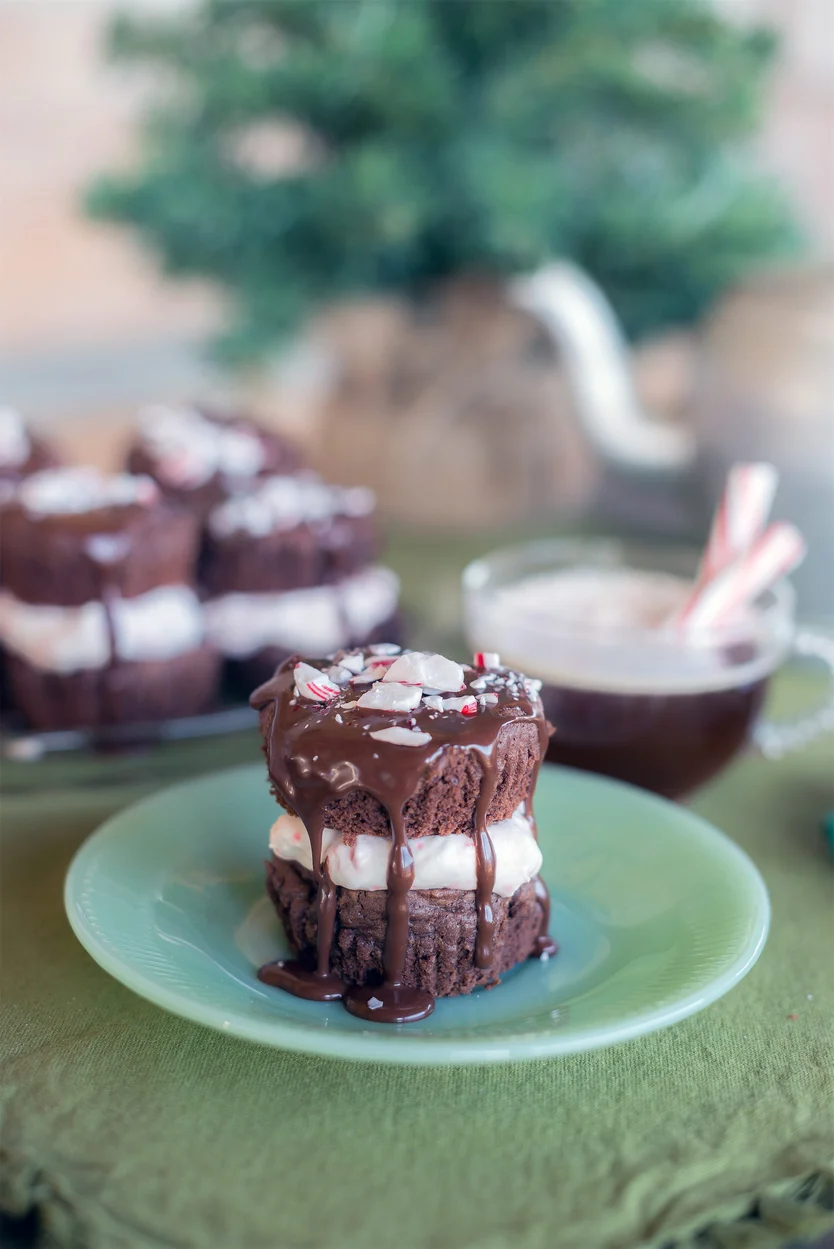 Display of whipped peppermint brownies