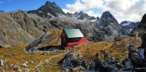 The Gold Mint Hut sits in the mountains near the end of Gold Mint Trail